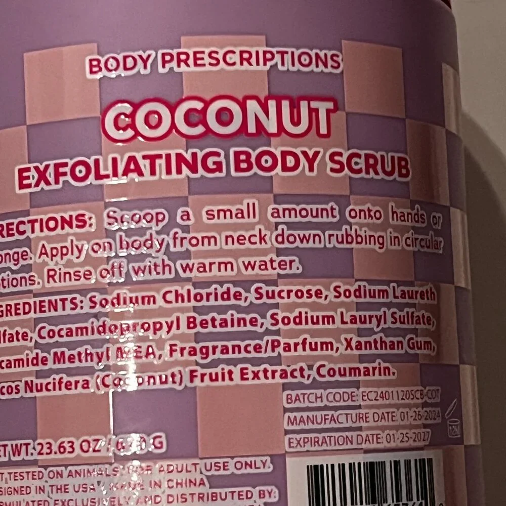 Exfoliating Body Scrub (Coconut Scent /‎ good vibes / Body Prescriptions (new)